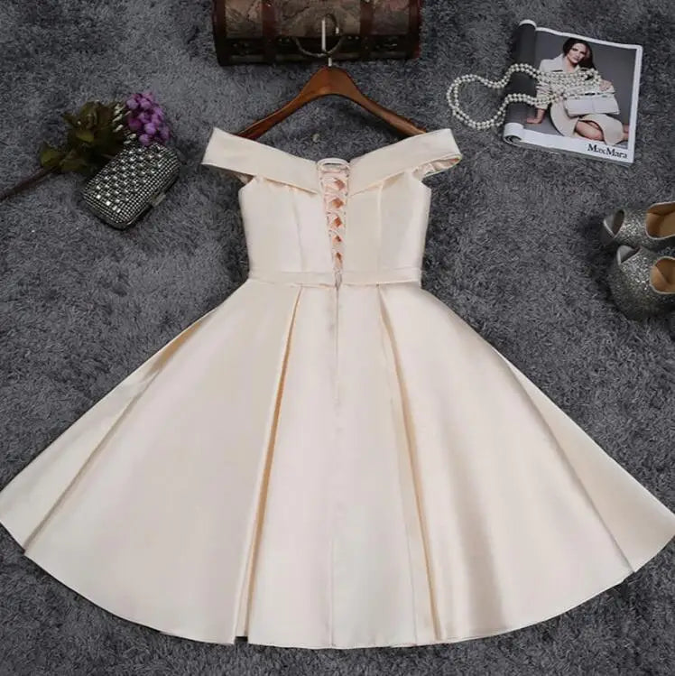 Robe de soiree 2025 Short reflective dress Evening Dress Boat Neck Party Ball Gown vestido de festa vestito da sera prom dresses