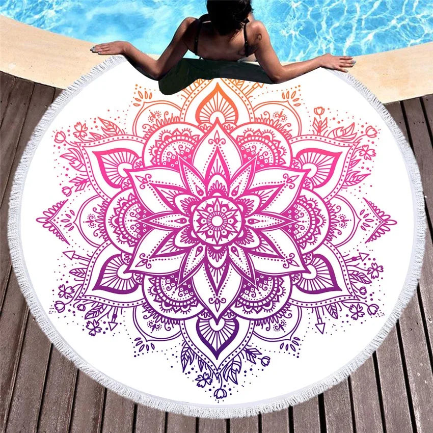 Mandala Round Beach Towels Summer Geometric Thick Bath Shower Towel 150cm Circle Beach Swim Yoga Mat Cover Up serviette de plage