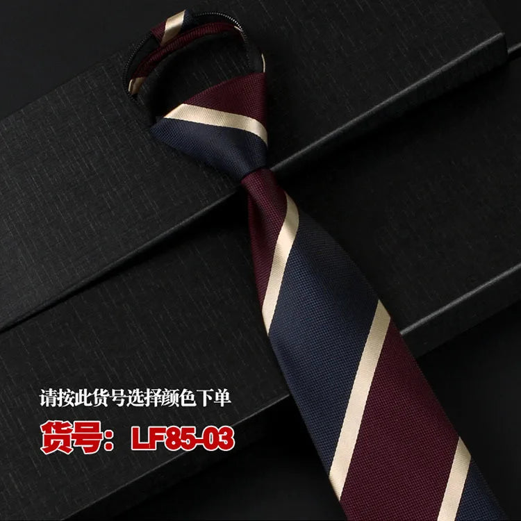 NEW Paisley Zipper Ties for Men 8CM Neck Tie Solid Striped Polka Dots Silk Neckties Men's Wedding Zipper Tie Blue Lazy Ties
