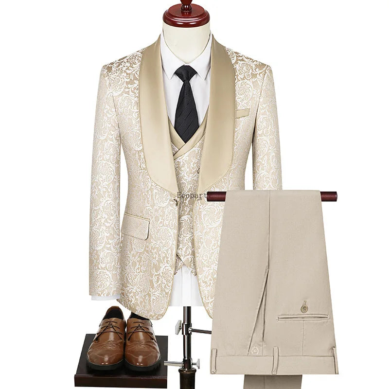 2024 High Quality African Men's Suits  3 Pieces British Handsome High-density Men's Suits blazer Wedding Dress Male Suit for Men