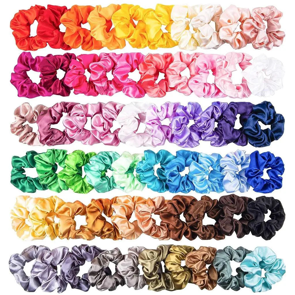 60PCS chouchou de haute qualité en satin pour femmes - Style accessories 