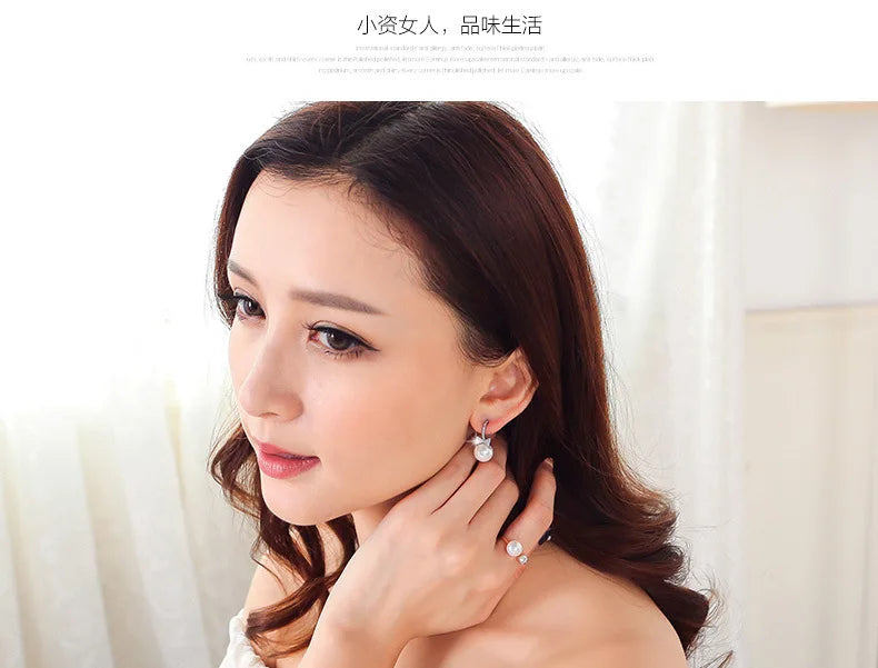 REETI 925 sterling silver Bowknot zircon Stud Earrings for Women  Wedding Fashion Jewelry Pearl Earrings Valentine's Day Gift