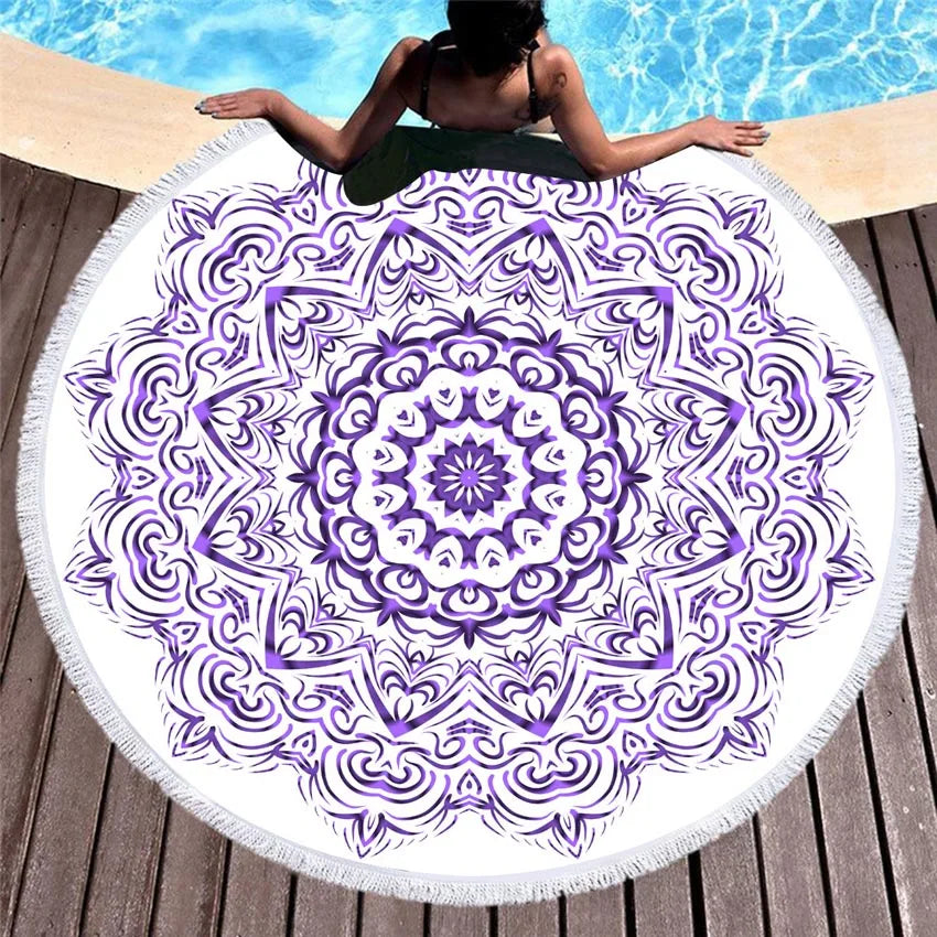 Mandala Round Beach Towels Summer Geometric Thick Bath Shower Towel 150cm Circle Beach Swim Yoga Mat Cover Up serviette de plage