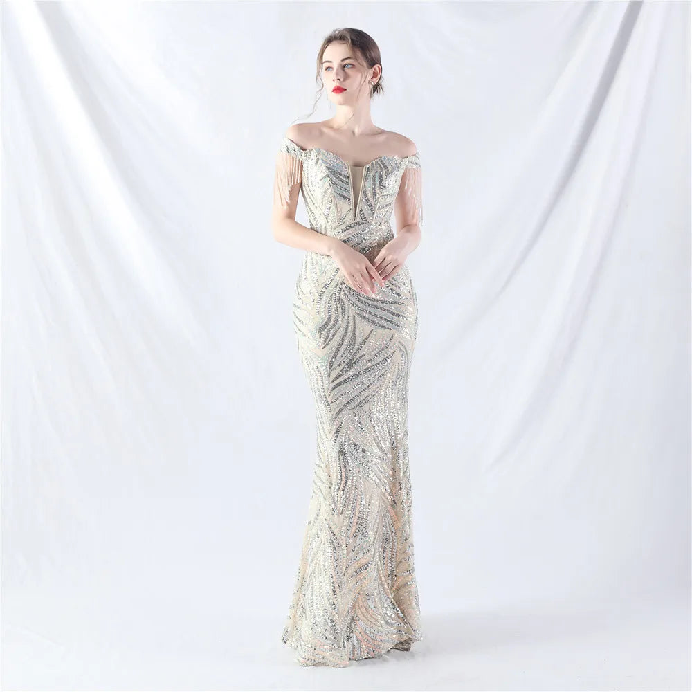 31963# New Court Fishbone Vest Waist Strap Heavy Industry Technology Bead High-end Evening Dress