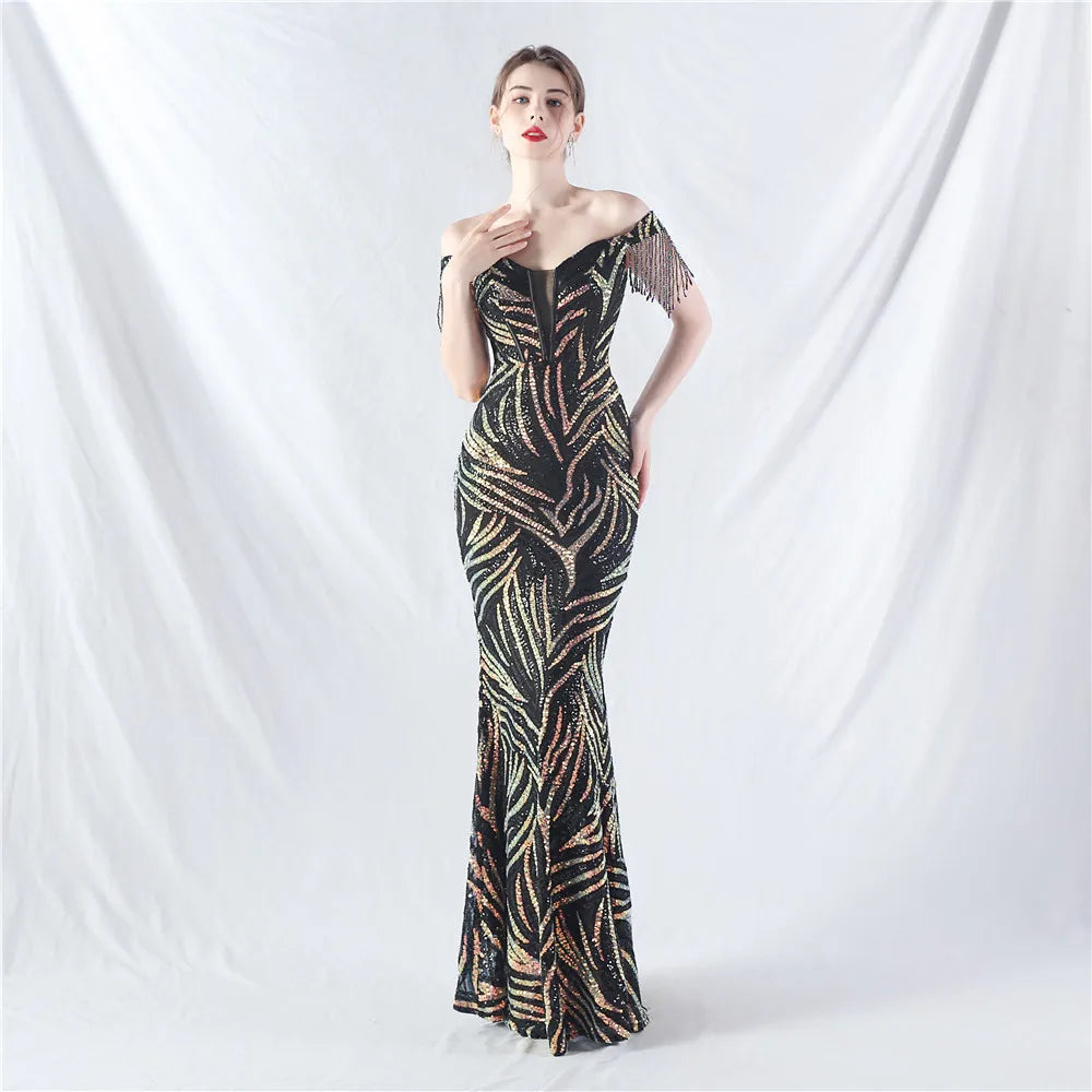31963# New Court Fishbone Vest Waist Strap Heavy Industry Technology Bead High-end Evening Dress