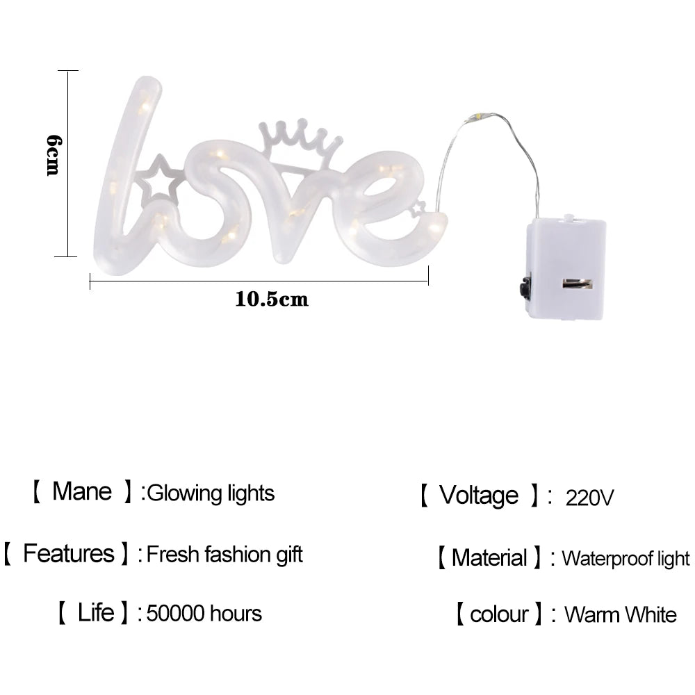 Love Romantic Night Light Valentine's Day Proposal and Confession LED String Lights Battery LED Lights Wedding Decoration Lights