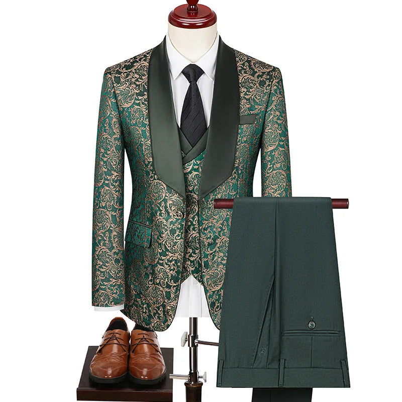 2024 High Quality African Men's Suits  3 Pieces British Handsome High-density Men's Suits blazer Wedding Dress Male Suit for Men