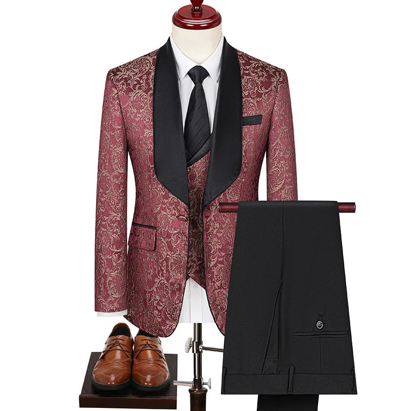 2024 High Quality African Men's Suits  3 Pieces British Handsome High-density Men's Suits blazer Wedding Dress Male Suit for Men