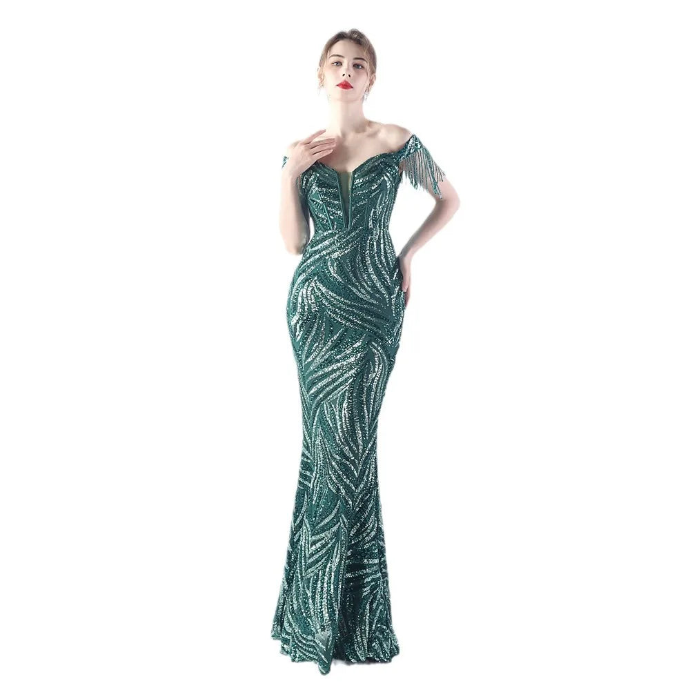 31963# New Court Fishbone Vest Waist Strap Heavy Industry Technology Bead High-end Evening Dress