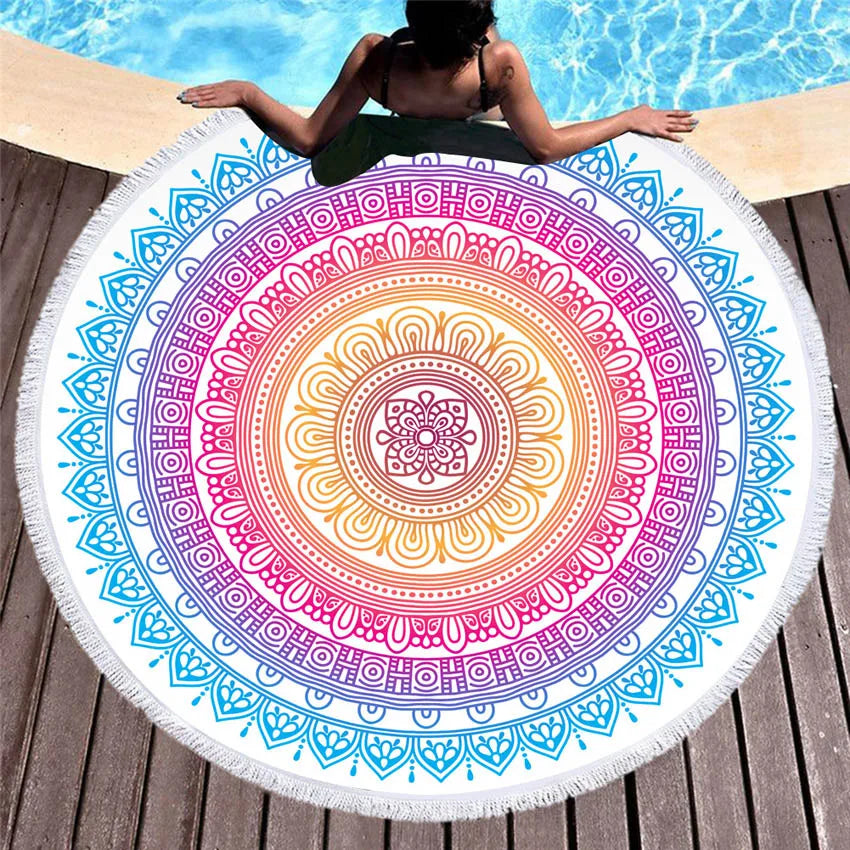 Mandala Round Beach Towels Summer Geometric Thick Bath Shower Towel 150cm Circle Beach Swim Yoga Mat Cover Up serviette de plage