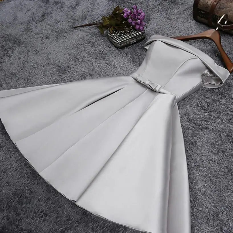Robe de soiree 2025 Short reflective dress Evening Dress Boat Neck Party Ball Gown vestido de festa vestito da sera prom dresses