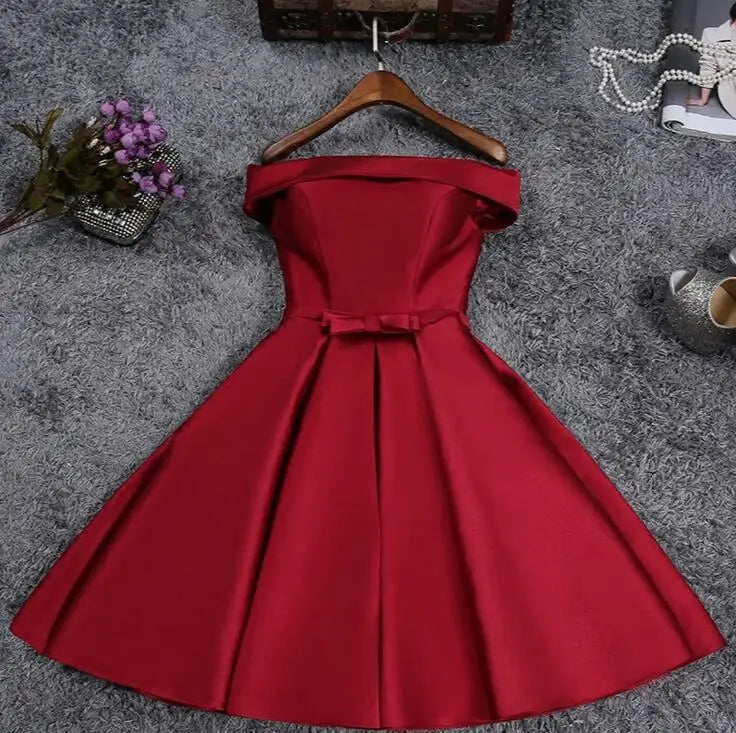 Robe de soiree 2025 Short reflective dress Evening Dress Boat Neck Party Ball Gown vestido de festa vestito da sera prom dresses