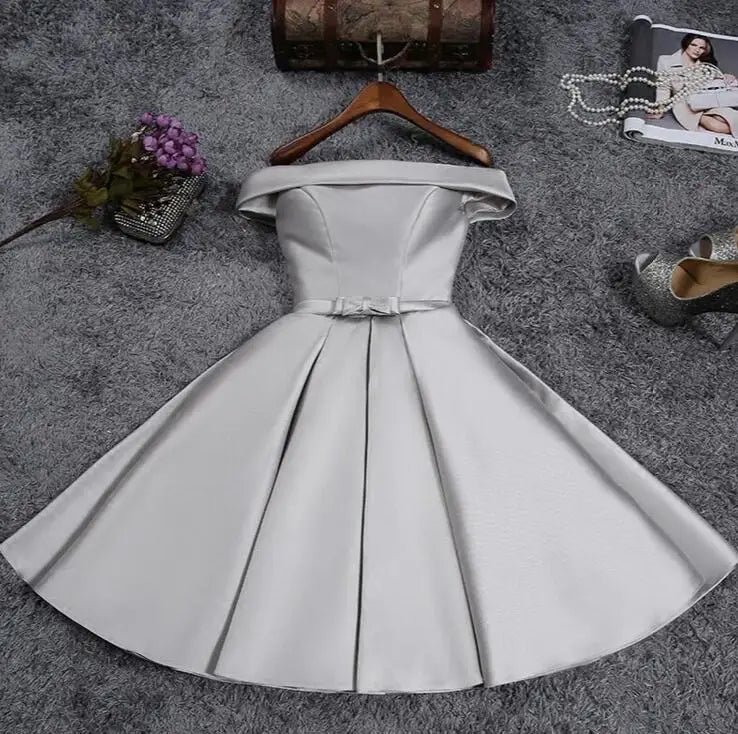 Robe de soiree 2025 Short reflective dress Evening Dress Boat Neck Party Ball Gown vestido de festa vestito da sera prom dresses