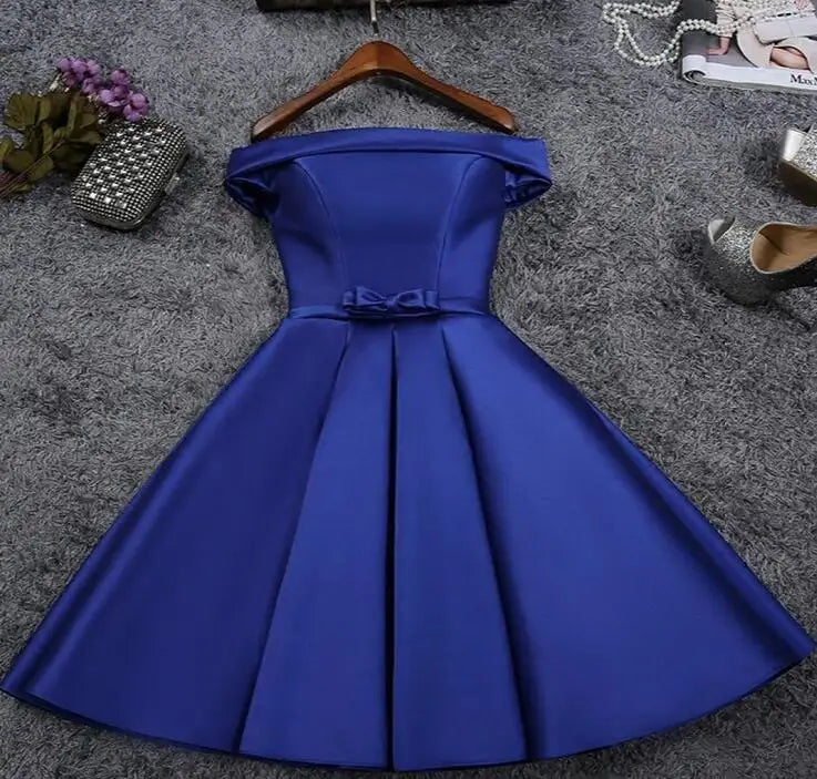 Robe de soiree 2025 Short reflective dress Evening Dress Boat Neck Party Ball Gown vestido de festa vestito da sera prom dresses