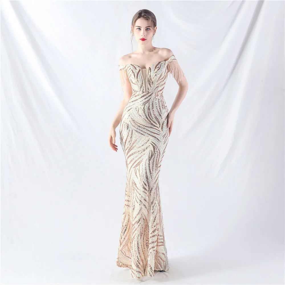 31963# New Court Fishbone Vest Waist Strap Heavy Industry Technology Bead High-end Evening Dress