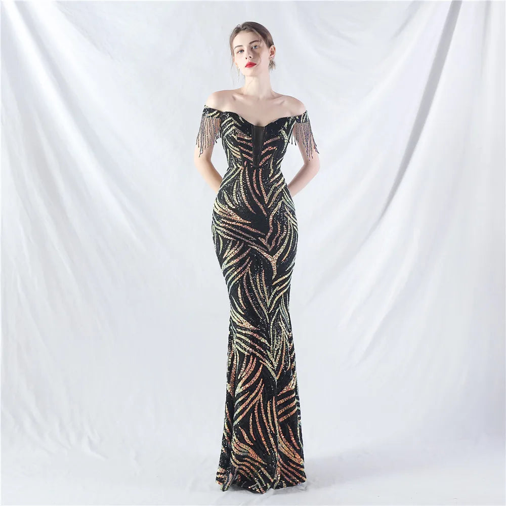31963# New Court Fishbone Vest Waist Strap Heavy Industry Technology Bead High-end Evening Dress
