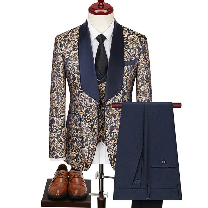 2024 High Quality African Men's Suits  3 Pieces British Handsome High-density Men's Suits blazer Wedding Dress Male Suit for Men