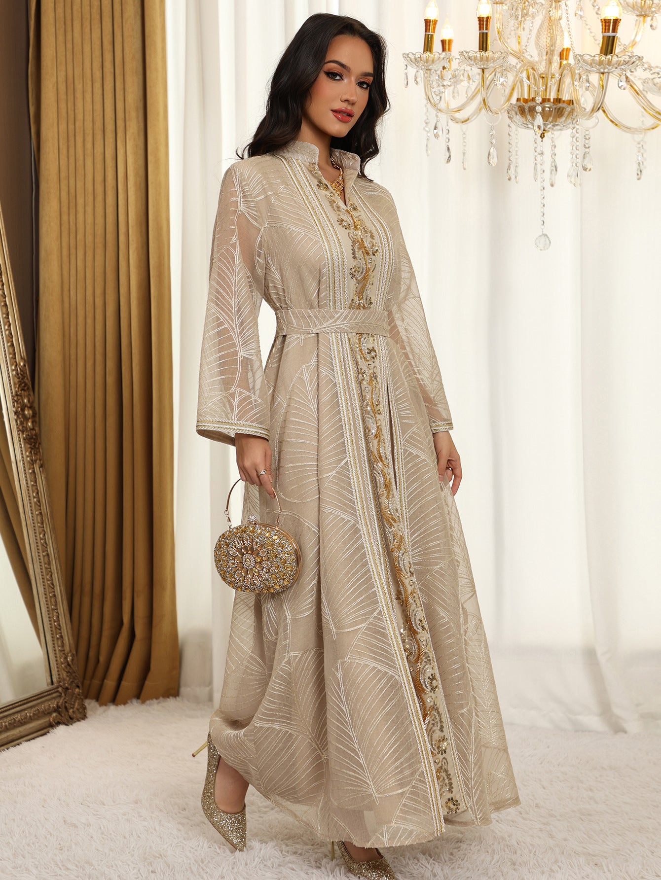Eid Muslim Party Dress for Women Abaya with Inner Dress 2 Piece Set Jalabiya Ramadan Abayas Robe Caftan Vestidos Largos 2024