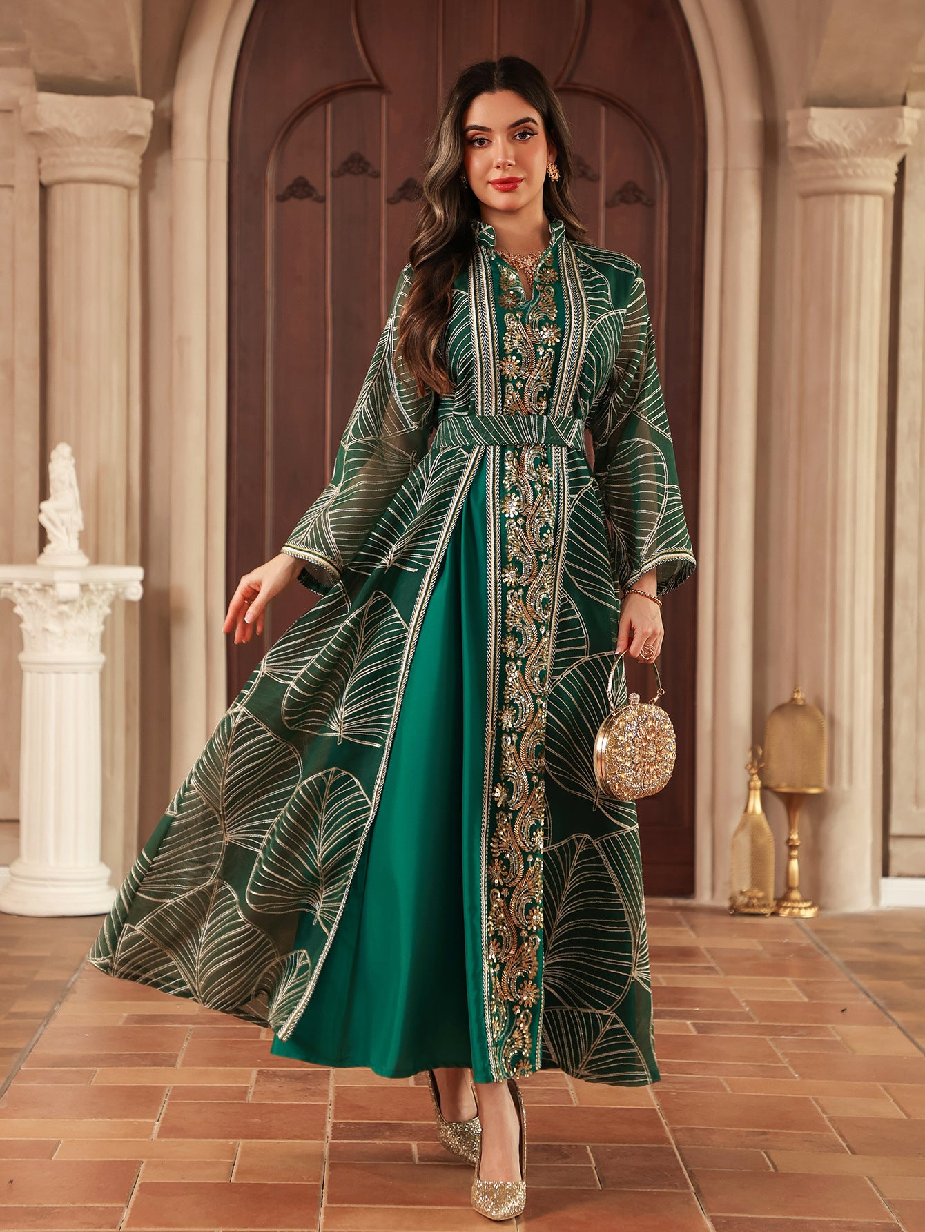 Eid Muslim Party Dress for Women Abaya with Inner Dress 2 Piece Set Jalabiya Ramadan Abayas Robe Caftan Vestidos Largos 2024