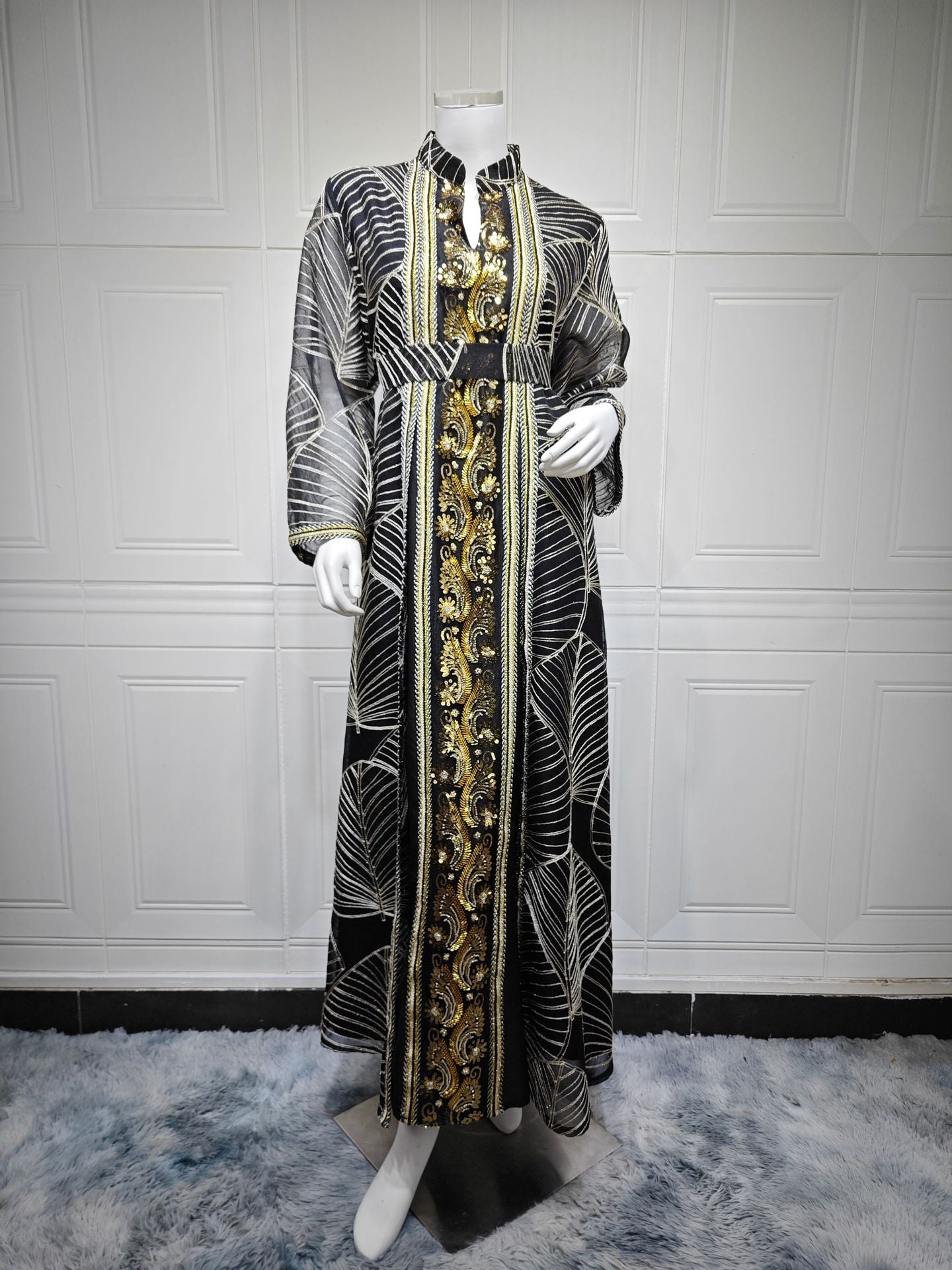 Eid Muslim Party Dress for Women Abaya with Inner Dress 2 Piece Set Jalabiya Ramadan Abayas Robe Caftan Vestidos Largos 2024