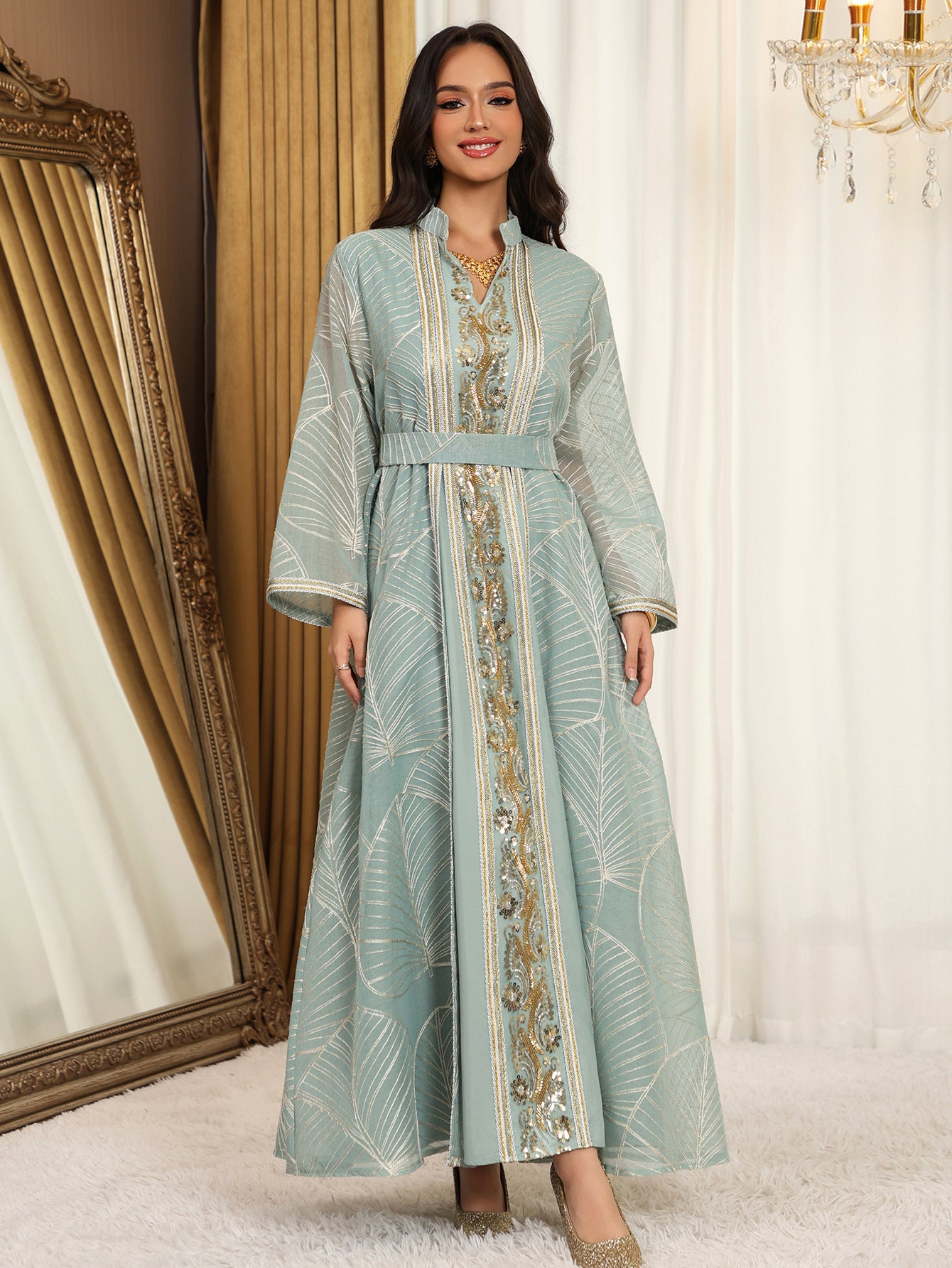 Eid Muslim Party Dress for Women Abaya with Inner Dress 2 Piece Set Jalabiya Ramadan Abayas Robe Caftan Vestidos Largos 2024