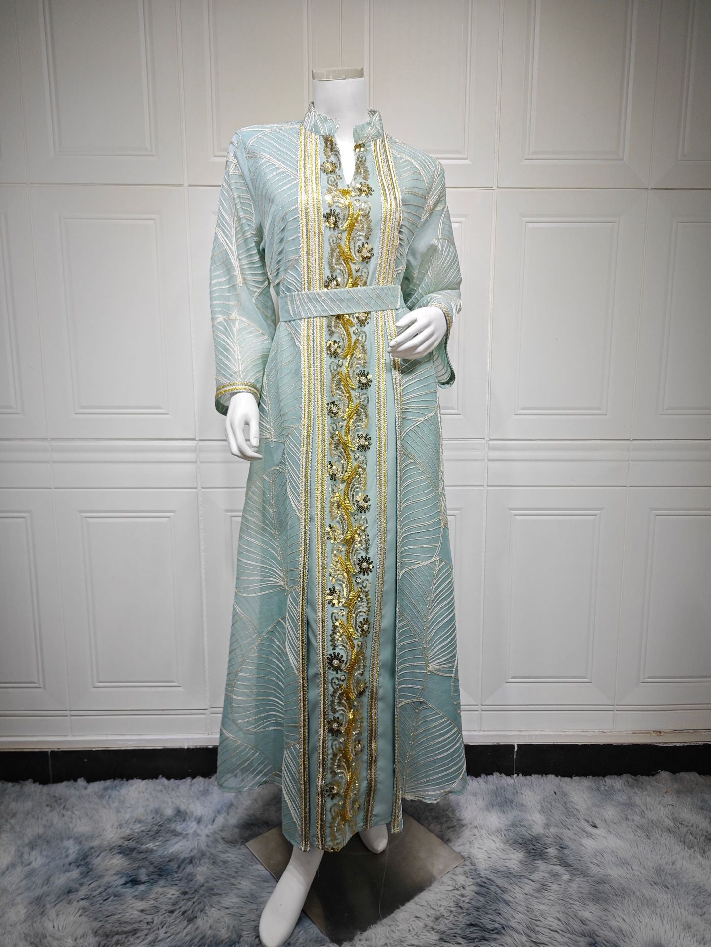 Eid Muslim Party Dress for Women Abaya with Inner Dress 2 Piece Set Jalabiya Ramadan Abayas Robe Caftan Vestidos Largos 2024