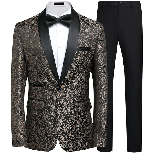 Wedding Suit Set for Men Slim Fit Casual Embroidered Two Piece Set Busin Gentleman Sle Four Seasons Universal Chinese Or...