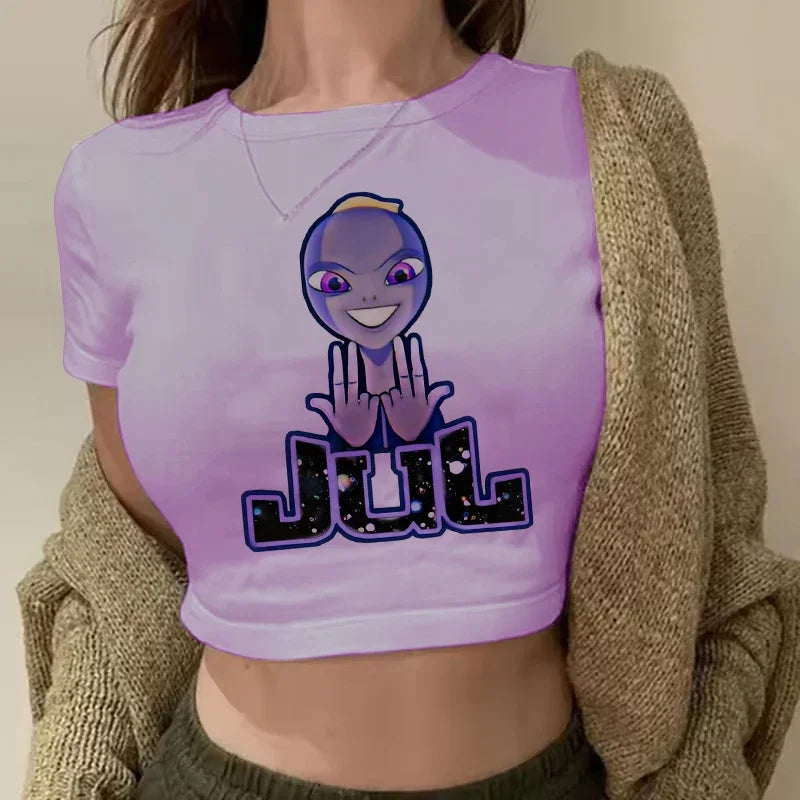 Maillot Jul Cropped Tee Shirt Girl Harajuku Gothic Sexy T-shirt Women Funny Summer Tshirt Graphic Y2k Crop Tops Clothing Female