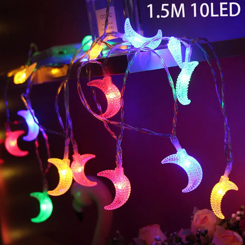 EID Mubarak Moon Star LED String Lights Battery Operated Ramadan Kareem Decoration for Home Islam Muslim Festival Party Supplies
