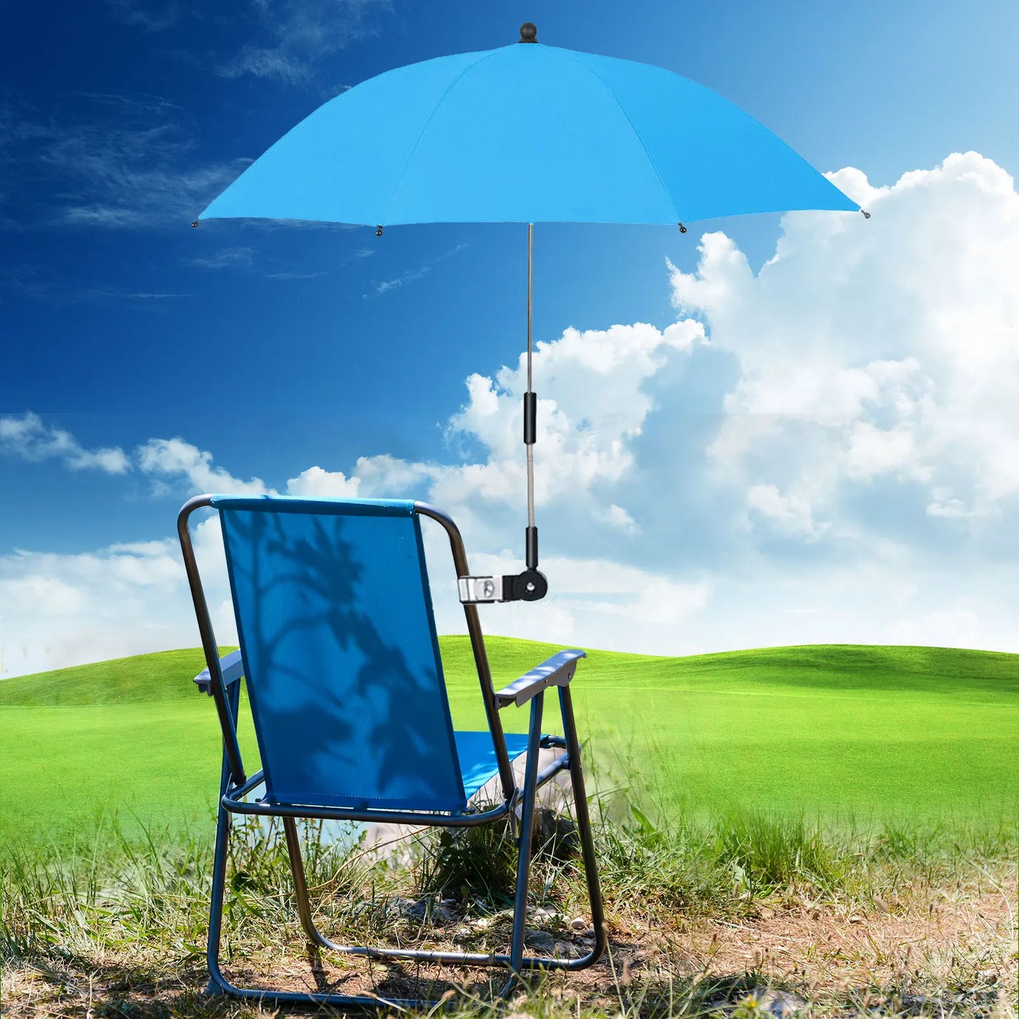 ZK20 Parapluie de chaise de plage Protection UV Parasol de poussette pour bébé 360 ° Pare-soleil de chaise réglable avec pince