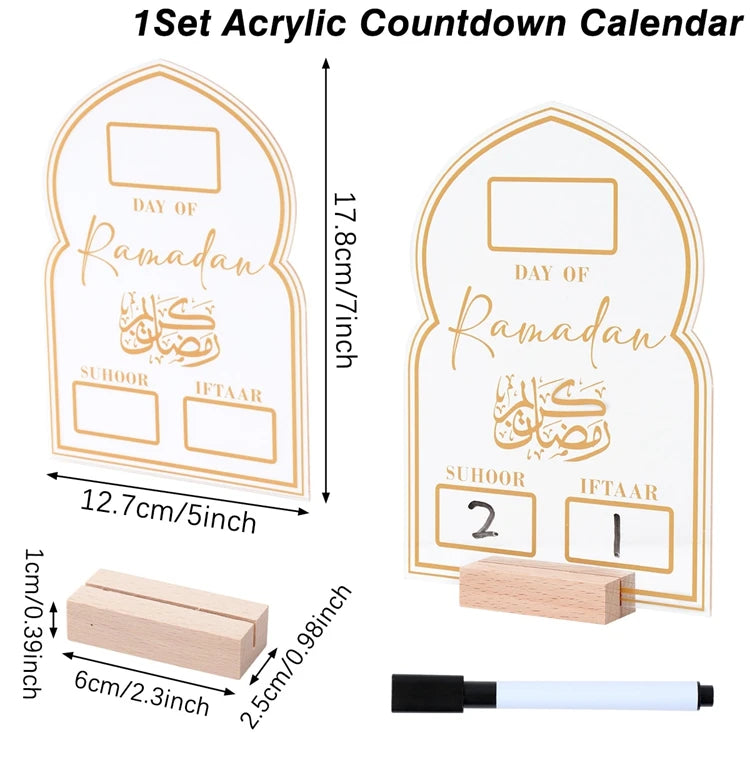 Ramadan Countdown Calendar Eid Mubarak Ornament Ramadan Decoration 2026 For Home Ramadan Kareem Islamic Muslim Party Decor Gifts