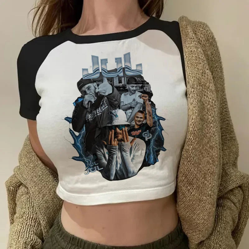 Maillot Jul Cropped Tee Shirt Girl Harajuku Gothic Sexy T-shirt Women Funny Summer Tshirt Graphic Y2k Crop Tops Clothing Female
