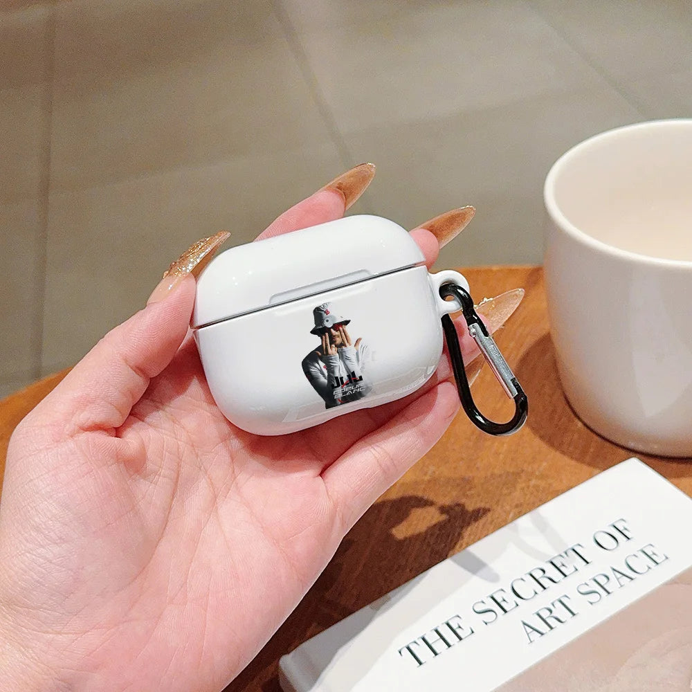 Hot Rapper Shockproof Protective Glossy HD Hard PC Earphone Cover Case For AirPods 1 2 3 4 Pro Pro2 J-JuL-L-with Metal Hook