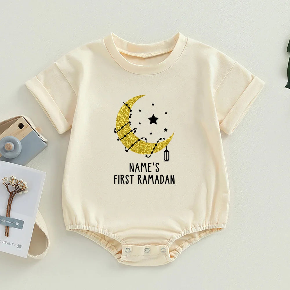 Personalized Baby First Ramadan Bubbles Bodysuit Custom Name Newborn Eid Ramadan Romper Islamic Muslim Holiday Infant Clothes