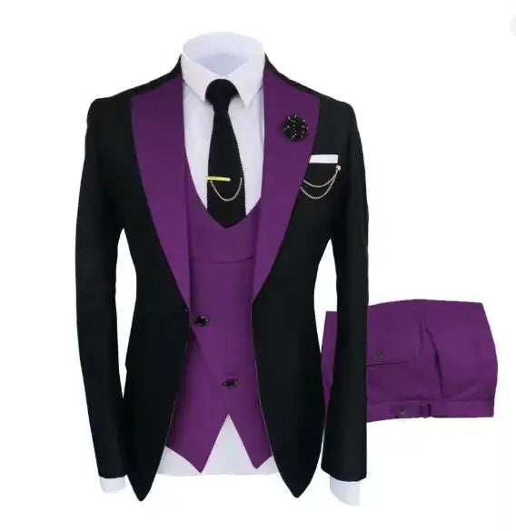 New Costume Homme Popular Clothing Luxury Party Stage Men's Suit Groomsmen Regular Fit Tuxedo 3 Peice Set Jacket+Trousers+Vest
