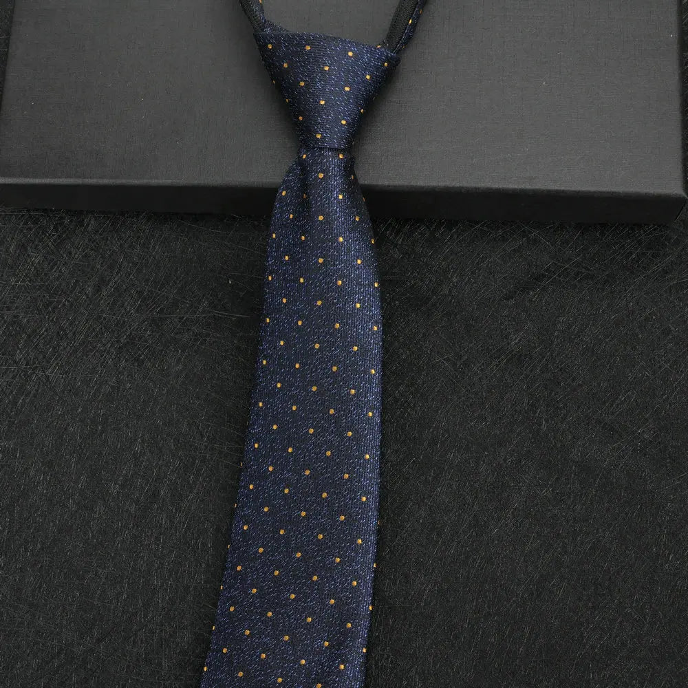 NEW Paisley Zipper Ties for Men 8CM Neck Tie Solid Striped Polka Dots Silk Neckties Men's Wedding Zipper Tie Blue Lazy Ties