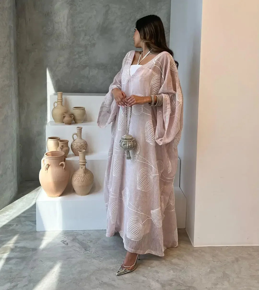 Dubai Robe Elegant and Soft Blossoms, Tank Top, Long Skirts, Two Piece Dress Set, Long Skirts Ramadan Dubai Luxury Islam Elegant