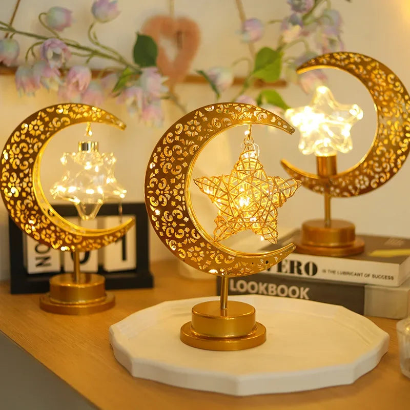 2026 Ramadan Decoration LED Star Moon Candle Lamp Eid Mubarak Night Light for Islamic Muslim Party Ornaments Eid Al-Fitr Gifts