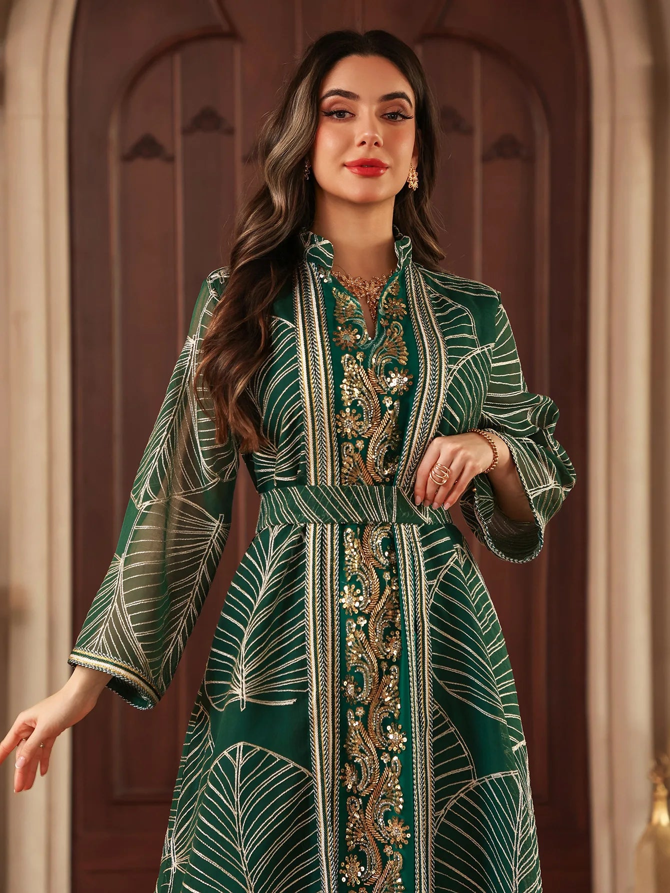 Eid Muslim Party Dress for Women Abaya with Inner Dress 2 Piece Set Jalabiya Ramadan Abayas Robe Caftan Vestidos Largos 2024