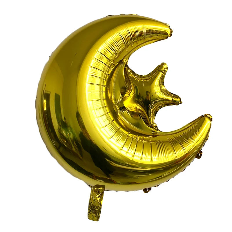 Eid Mubarak Balloons 2024 Ramadan Decorations for Home Moon Star Foil Balloon Muslim Aid Moubarak Kareem Festival Party Supplies
