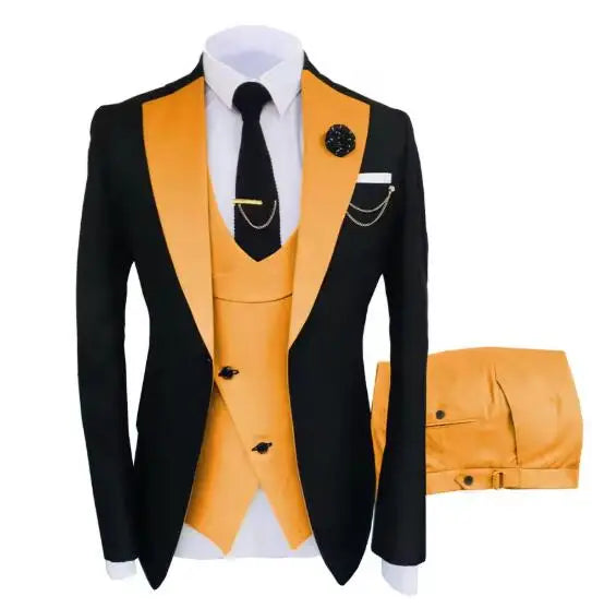 New Costume Homme Popular Clothing Luxury Party Stage Men's Suit Groomsmen Regular Fit Tuxedo 3 Peice Set Jacket+Trousers+Vest