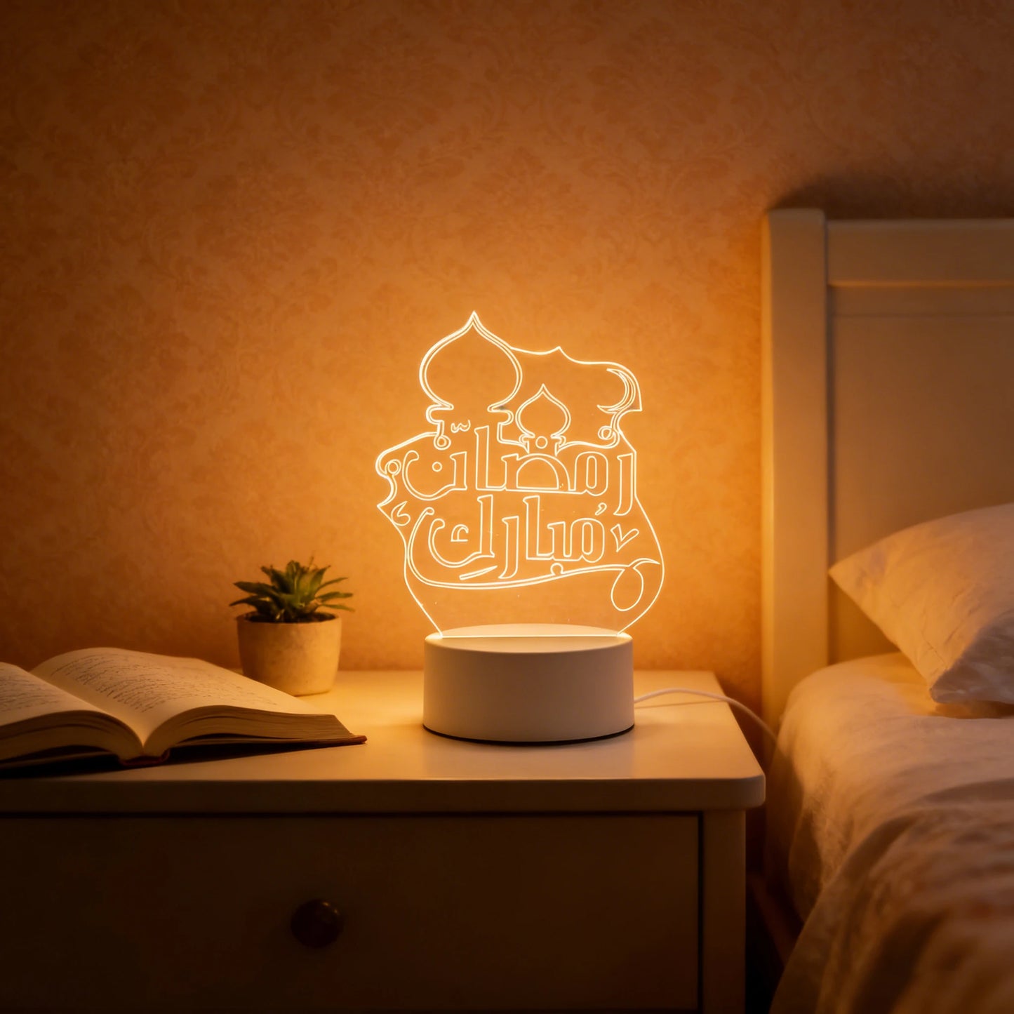 Eid Mubarak USB Operated 3D LED Night Light 2026 Eid Party Holiday Decoration Table Ornament Muslim Ramadan Decoration for Home