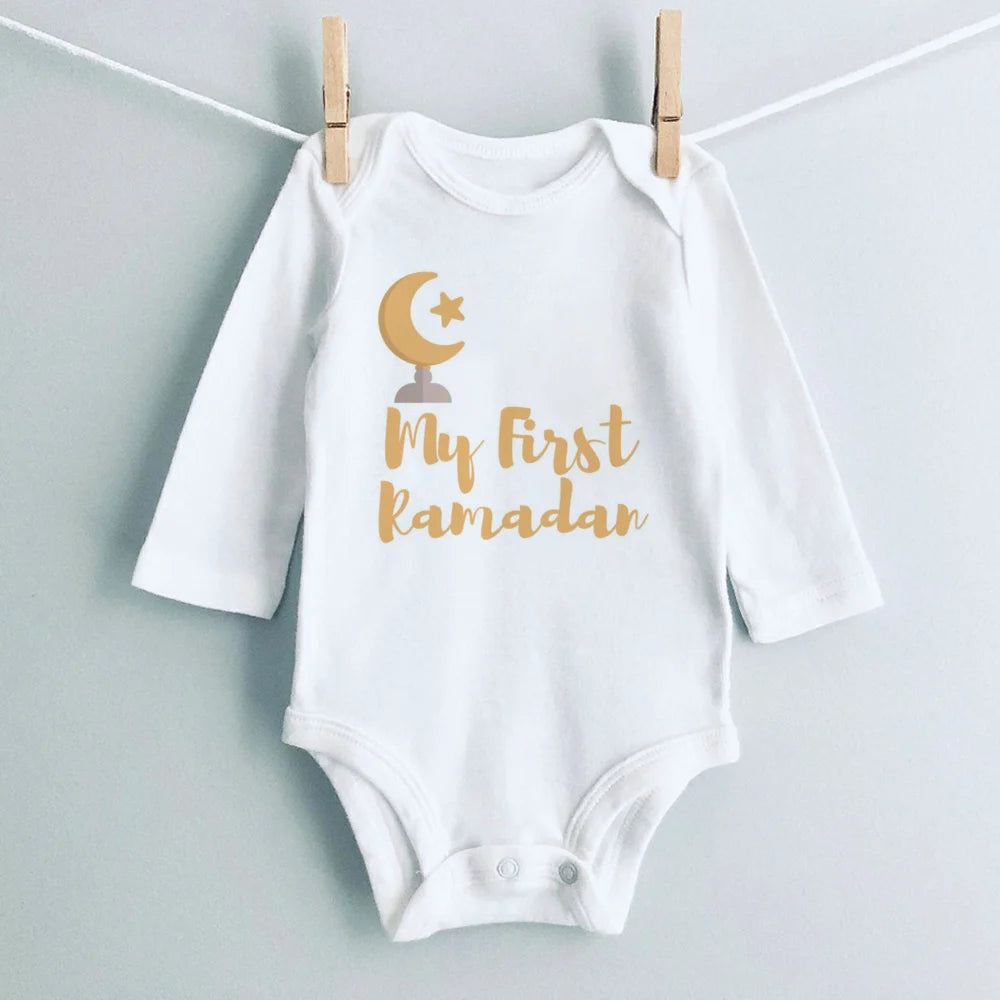 My First Ramadan Print Baby Romper Newbron Bodysuit Muslim Boys Girls Clothes Infant Baby First Ramadan Gift Toddler Jumpsuit