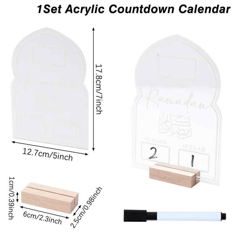 Ramadan Countdown Calendar Eid Mubarak Ornament Ramadan Decoration 2026 For Home Ramadan Kareem Islamic Muslim Party Decor Gifts