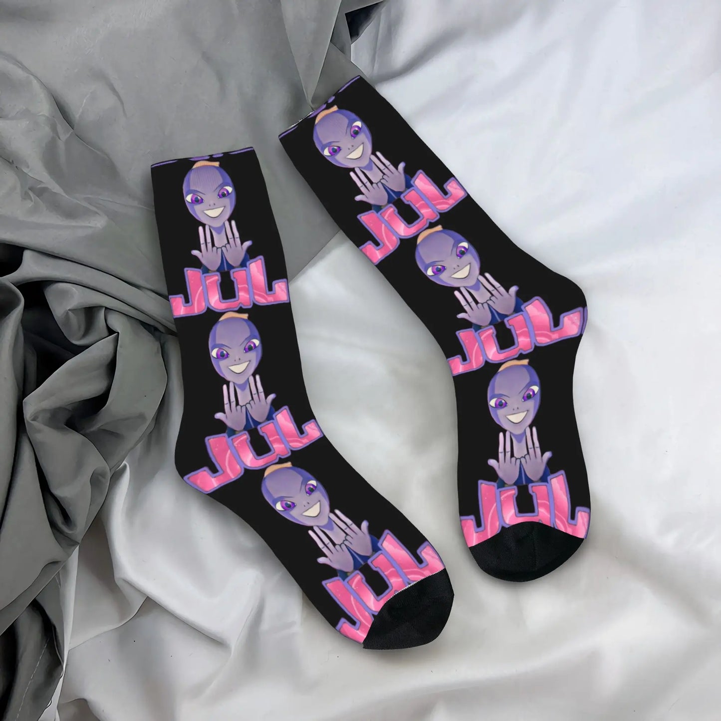 France Rapper Love Jul Print Socks  Gothic Stockings Autumn Anti Skid Women Men Socks Soft Graphic Outdoor Sports Socks