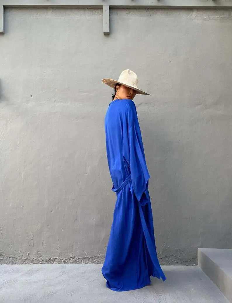 5 Colors Solid Bikini Cover-ups Long Kimono Sexy Belted Summer Wrap Dress Women Beach Wear Cover Up Cardigan Robe De Plage