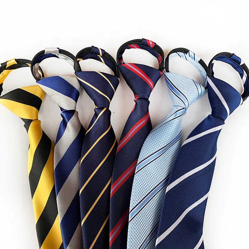 Men Zipper Tie Lazy Ties Fashion 8cm Business Necktie For Man Skinny Slim Narrow Bridegroom Party Dress Wedding Necktie Present