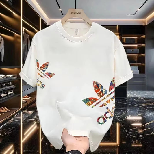 Summer New Casual Men's and Women's Printed Short-sleeved Cotton T-shirt Loose and Versatile Fashion Half-sleeved Casual Wear