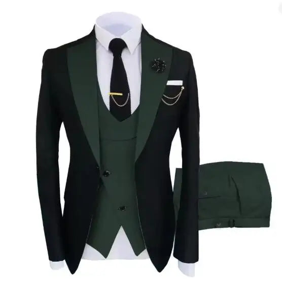 New Costume Homme Popular Clothing Luxury Party Stage Men's Suit Groomsmen Regular Fit Tuxedo 3 Peice Set Jacket+Trousers+Vest