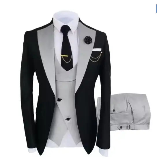 New Costume Homme Popular Clothing Luxury Party Stage Men's Suit Groomsmen Regular Fit Tuxedo 3 Peice Set Jacket+Trousers+Vest